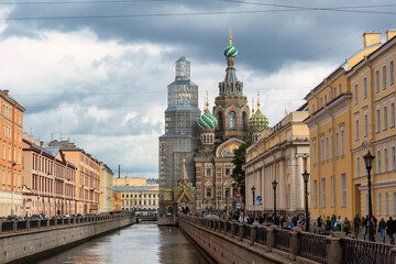 Fototapeta na wymiar ST. PETERSBURG, RUSSIA - September 03, 2023: Cathedrals, streets, canals, memorable places of the great city.