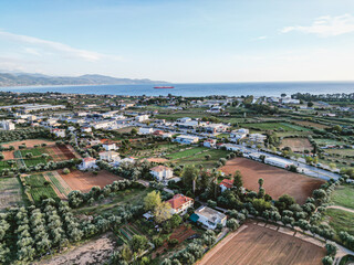 Fototapeta na wymiar view of the city of kalamata city from a drone, drone view of kalamata city greece