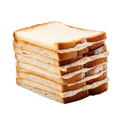 Fototapeta premium Loaf of white bread cut into pieces close-up, Sliced bread isolated on transparent background, clipping path, png file,