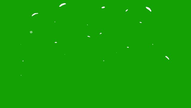 White Cartoon Snow Explosion Spreading on Green Screen - 4K Video Transition with Flowing Snow, Alpha Channel Included
