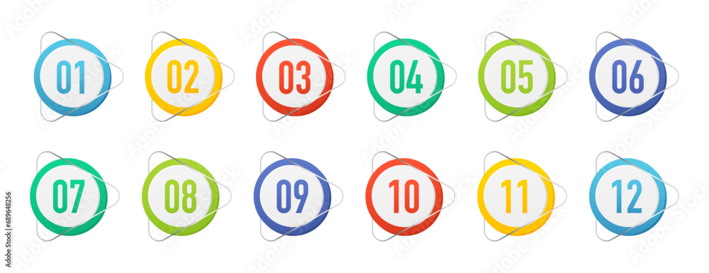 Poster super set arrow bullet point triangle flags on white background. colorful gradient markers with numb