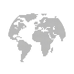 Globe shape, World map created from dots. Dotted black map template for website pattern, annual report, infographics. Vector illustration