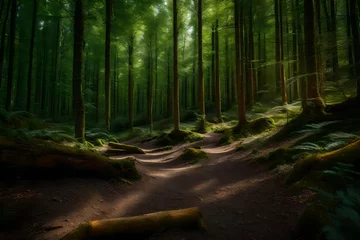 Zelfklevend Fotobehang footpath in the forest © Saad