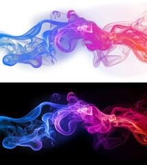Translucent Horizontal Colorful Smoke: Dynamic and Vibrant Plumes Isolated on Transparent Background for Creative Designs