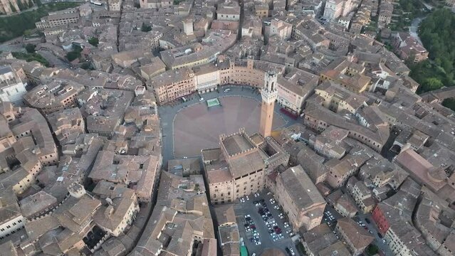Aerial view of Siena cityscape in Siena, Tuscany, Italy.