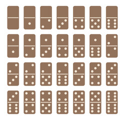 Set of brown domino tiles. Vector and PNG on transparent background.