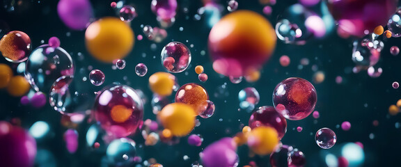 Multi-colored bubbles in water. Abstract for background. AI generation
