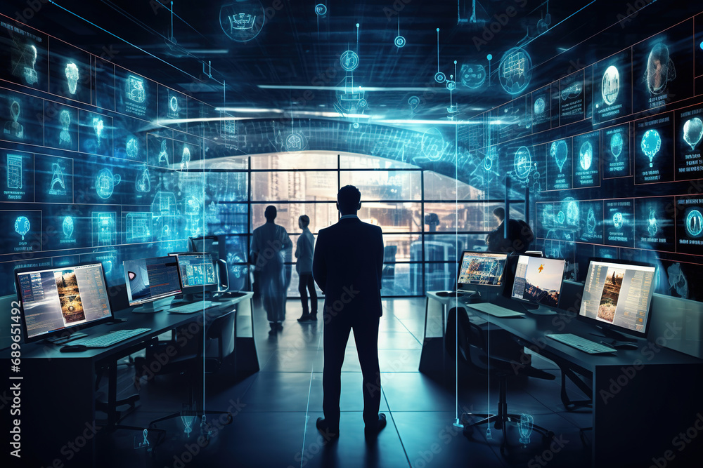 Poster internet security data protection communication protection computer system, security people