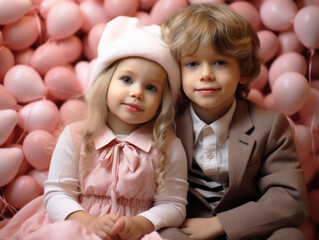 Cute boy and girl. the concept for Valentine's Day