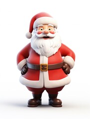 Obraz premium 3D Santa claus character , white background with generative ai 