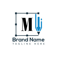 Education Logo On Letter M Template. Initial Educational Sign Concept Template	
