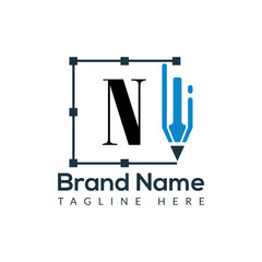 Education Logo On Letter N Template. Initial Educational Sign Concept Template	
