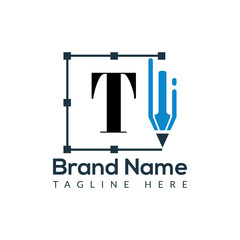 Education Logo On Letter T Template. Initial Educational Sign Concept Template	
