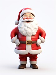 3D Santa claus character , white background with generative ai 