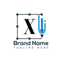 Education Logo On Letter X Template. Initial Educational Sign Concept Template	
