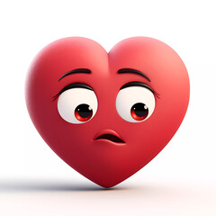 Heart Character Isolated on White Background. 3d style illustration.