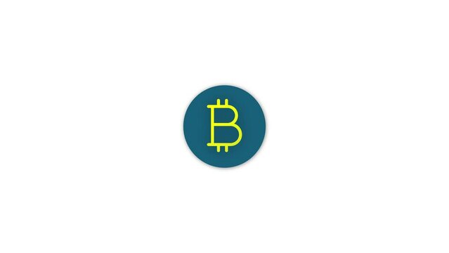 Colorful bit coin icon animated on a white background.