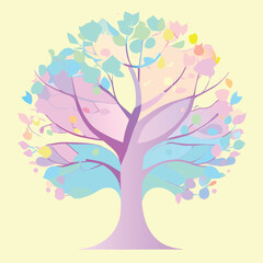 color vector illustration of spring tree