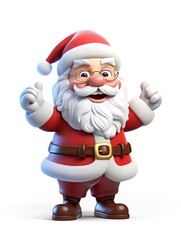 Obraz premium 3D Santa claus character , white background with generative ai 