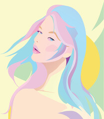 color vector portrait of a woman