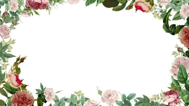 Elegant Floral Animation on a Green Screen Background with Hand-Drawn Leaves and Flowers