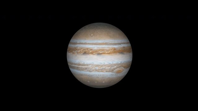 Jupiter is a rotating planet of the solar system on a transparent background. Elements of this image furnished by NASA. Seamless loop animation.