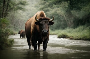 portrait of bison in the wild