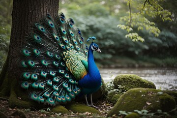 Obraz premium peacock with blooming tail
