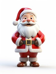 Obraz premium 3D Santa claus character , white background with generative ai 
