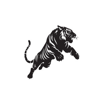 recommend clip art: Tiger Silhouette: Bold Wild Animal in Dynamic Attack Pose Vector Graphic Black Vector Tiger Attacking Silhouette
                    