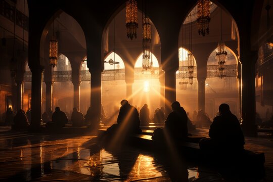 Worshippers at the Abu Hanifa Mosque, Generative AI