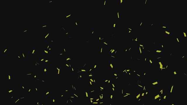 Golden 3D animation of confetti falling on Black Alpha Screen Background 4K