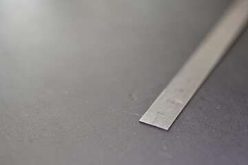 Millimeter Centimeter Steel Scale black Background Copyspace