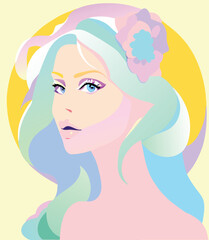 color vector portrait of a woman