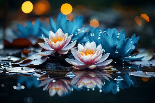 Generative AI picture of beautiful lotus flower meditation yoga concept