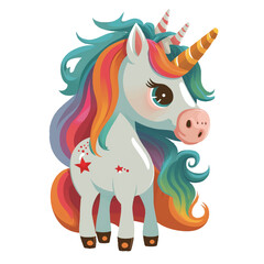 Obraz na płótnie Canvas Unicorn horse animal cute illustration cartoon vector modern kids
