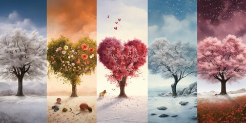 Symbolizing love in different seasons  Valentine's Day.