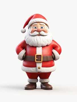 3D Santa claus character , white background with generative ai 