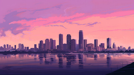 Fototapeta premium pastel pink miami cityscape