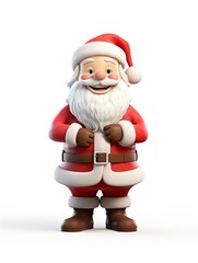 Obraz premium 3D Santa claus character , white background with generative ai 