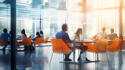 Obraz premium business people meeting at table. Abstract blurred office interior space background