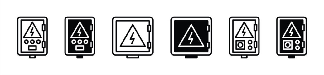 Electrical power switch box icon. Circuit breaker, switch panels thin line icon. Fuse box. Vector illustration