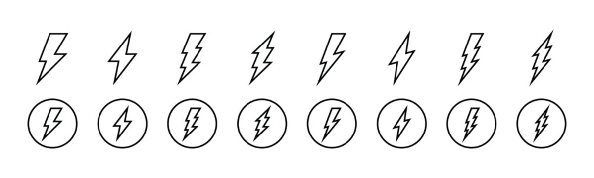 flash lightning bolt icon. Electric power icon symbol. flash thunderbolt line icon. Power energy sign and symbol. Vector illustration