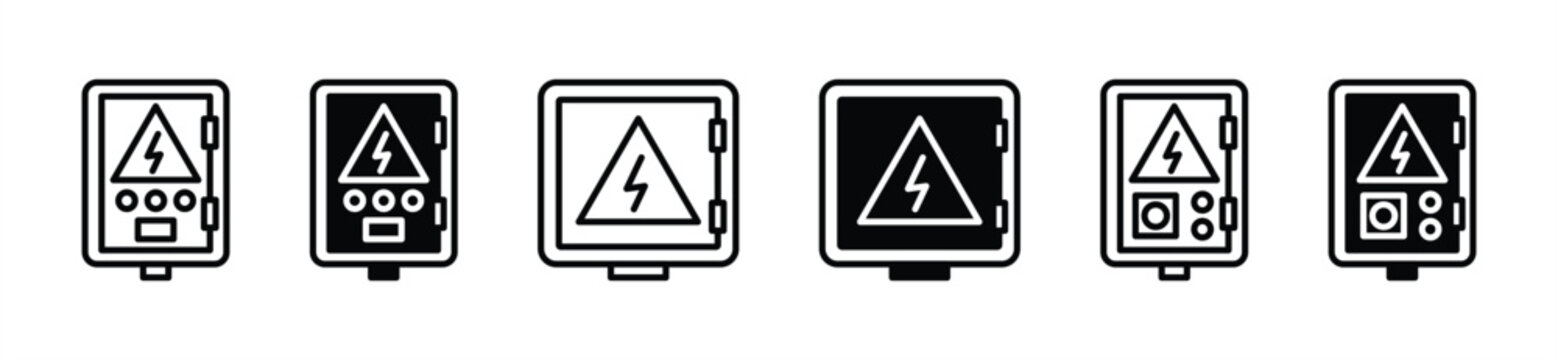 Electrical power switch box icon. Circuit breaker, switch panels thin line icon. Fuse box. Vector illustration