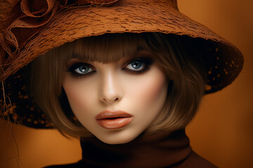 Generative AI magazine edition of attractive girl beauty model fashion concept