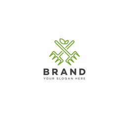 Rake tree, Rake logo design template elements. Vector illustration. New Modern logo.