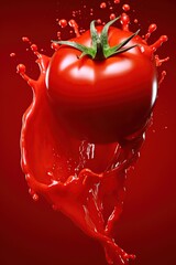 Fresh tomato in a ketchup splash. Ai generative