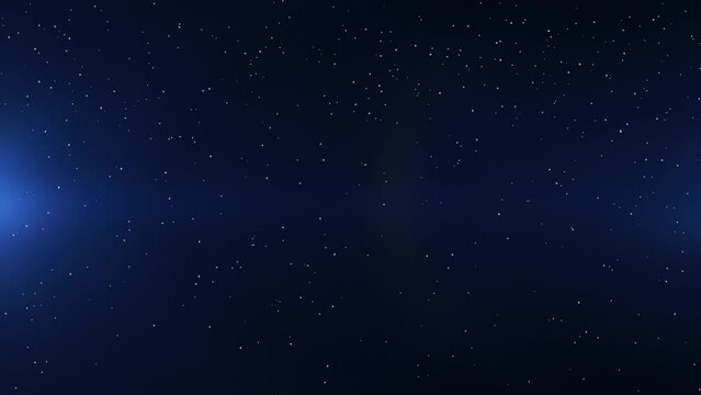 Abstract glowing falling particles on a blue light background. Particle rain. Seamless loop