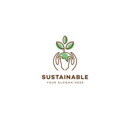 Save Earth, Earth, Sustainable, Sustainable farming logo design template elements. Vector illustration. New Modern logo.