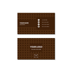 Creative modern double-sided business card. Chocolate brown and pattern combination. Simple card design creative and clean business card template. Horizontal card mockup. For professional business.